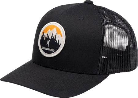 BROWNING CAP BRIMROCK MESH BACK CIRCLE MNTN PATCH BLACK*