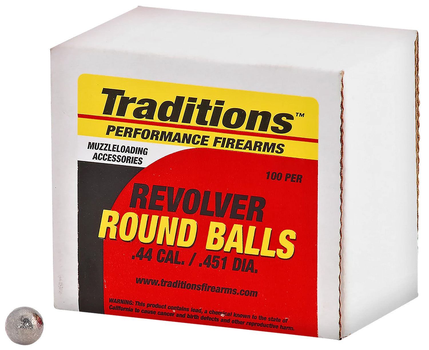 TRAD 44CAL ROUND BALL 100/PK 140GR REVOLVER 040589005980