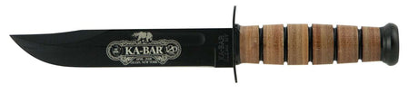 KA-BAR 120TH ANNIVERSARY 7 IN DP BLADE KNIFE STRAIGHT EDGE USMC  W/ BROWN LEATHER SHEATH BOXED