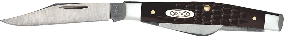 Case 00081 Stockman Small 2"/1.5"/1.49" Folding Clip/Sheepfoot/Pen Plain As-Ground Stainless Steel Blade/ Brown Jigged Synthetic Handle