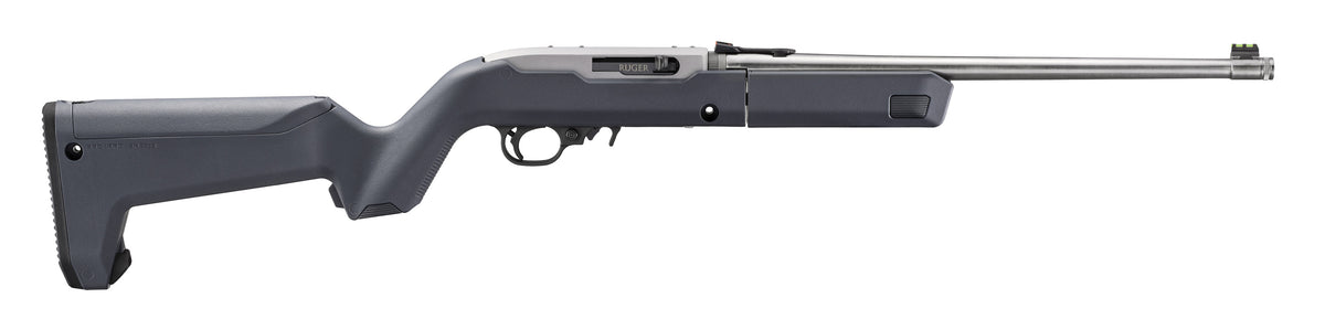 Ruger 32016 10/22 Takedown 22 LR 10+1 16.40" Satin Stainless Threaded Barrel, Satin Stainless Stainless Steel Drilled & Tapped Receiver, Stealth Gray Magpul Hunter X-22 Backpacker Synthetic Stock