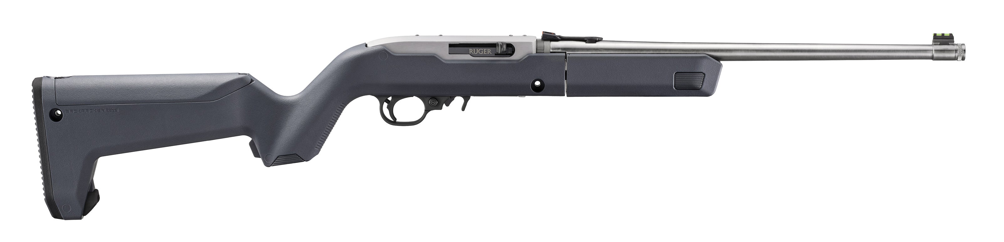 Ruger 32016 10/22 Takedown 22 LR 10+1 16.40" Satin Stainless Threaded Barrel, Satin Stainless Stainless Steel Drilled & Tapped Receiver, Stealth Gray Magpul Hunter X-22 Backpacker Synthetic Stock