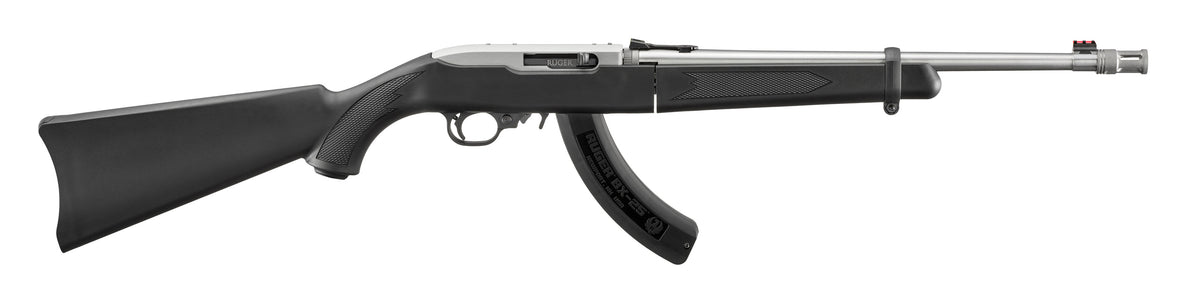 Ruger 32028 10/22 Takedown 22 LR 25+1 18.50" Matte Threaded Barrel, Matte Stainless Steel Drilled & Tapped Receiver, Black Fixed Synthetic Stock
