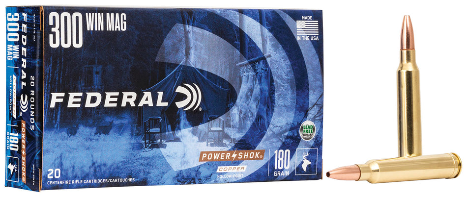 Federal .300 Winchester Mag Power-Shok Copper Rifle 180gr HP Ammo
