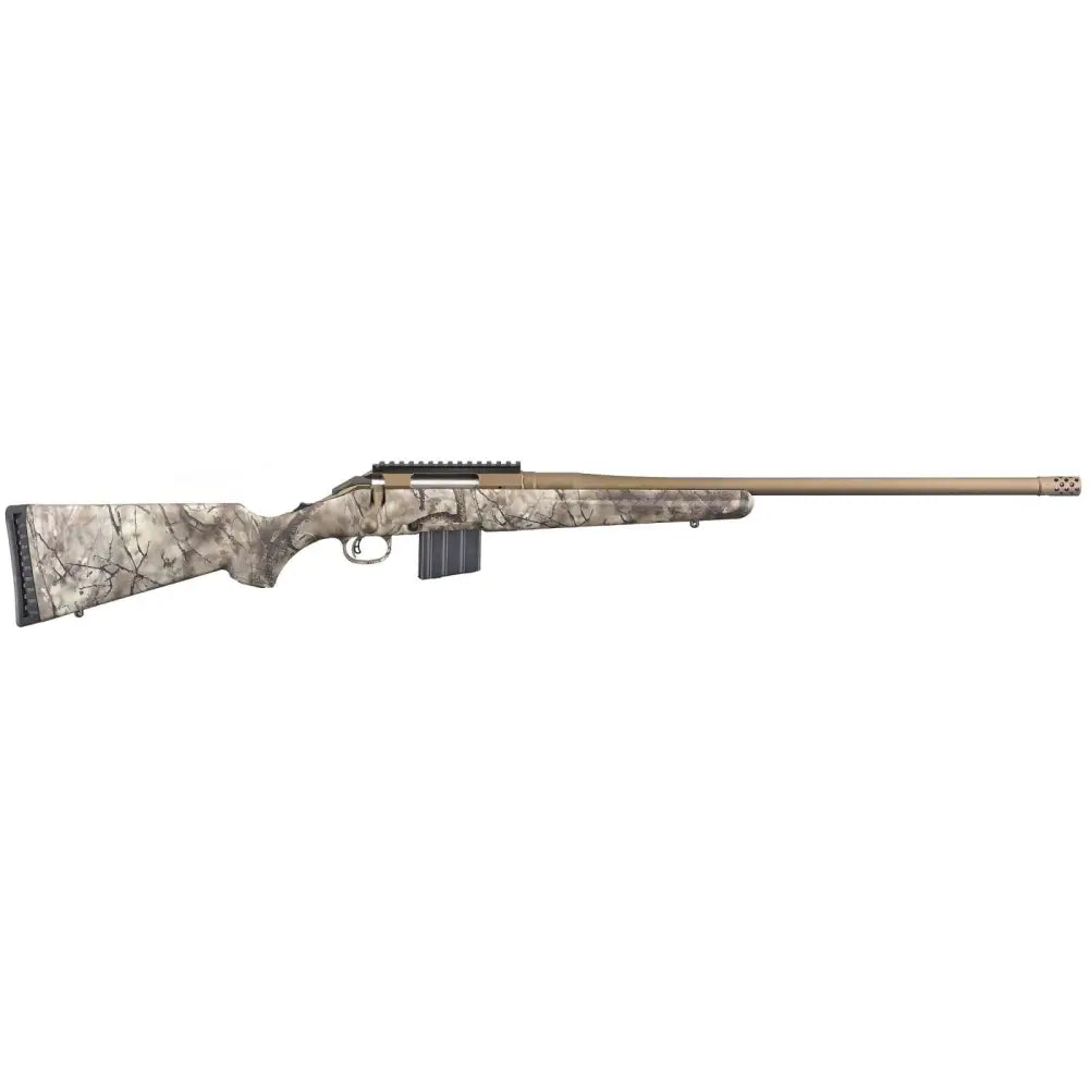 dRUGER AMERICAN GO WILD 350 LEGEND RFL 22" BRNT BRNZ THRDED BBL, CAMO STOCK 5RD