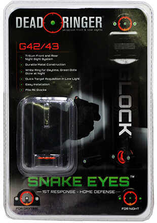 DEAD RINGER SNAKE EYES GHOST RING GP FRONT/REAR GLOCK 42 TRITIUM GLOCK NS GRN/GRN