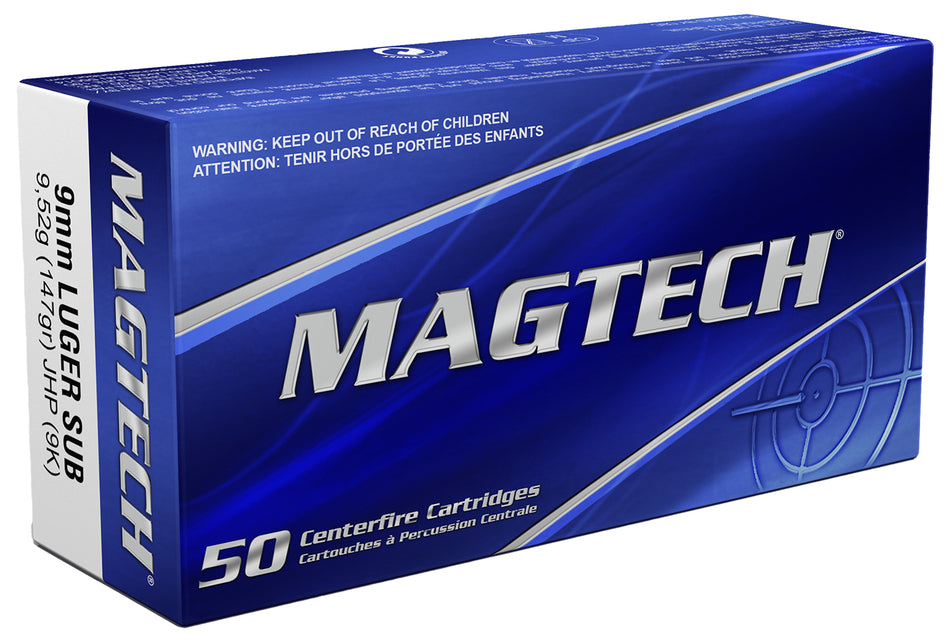 Magtech 9mm Luger / Parabellum Sport Shooting Range/Training Subsonic 147gr JHP Ammo