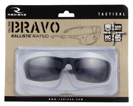 RADIANS SHOOTING GLASSES MATTE BLACK/SMOKE RUBBER TEMPLE GRIPS ADJUSTABLE RUBBER NOSEPIECE