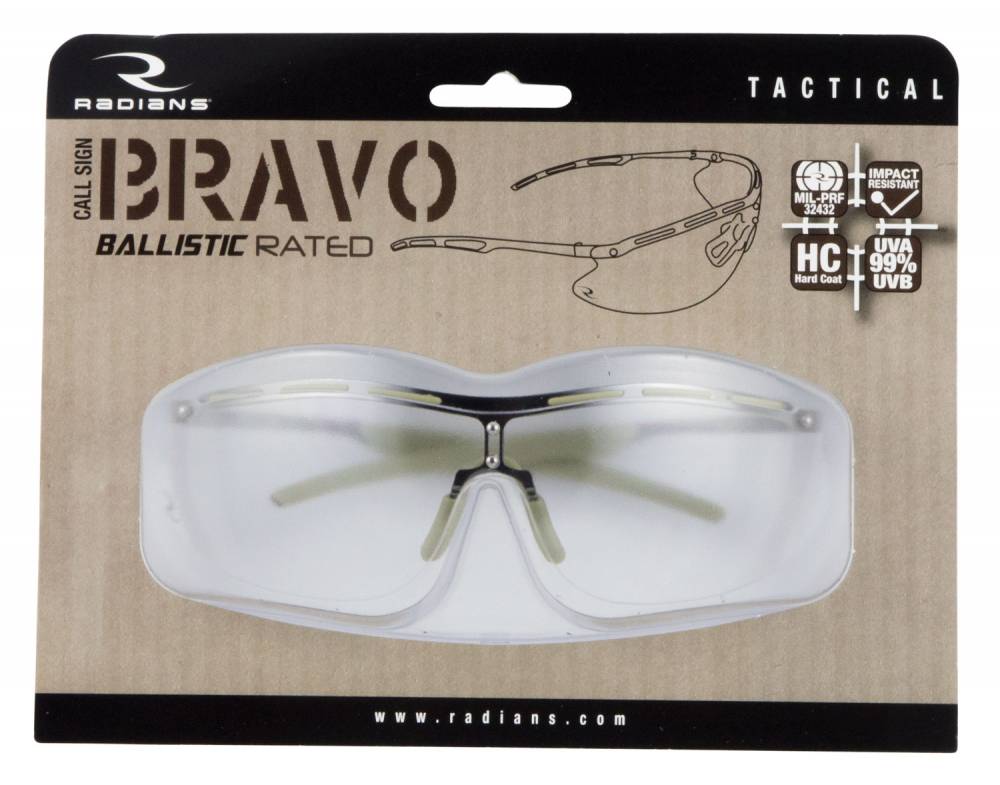 Radians CSB1011BX Bravo Glasses Eye Protection Silver Metal Frame Polycarbonate Clear Lens 1 Pair