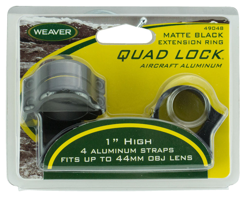 Weaver Mounts 49048 Quad Lock Detachable Rings Matte Black 1" High Extended