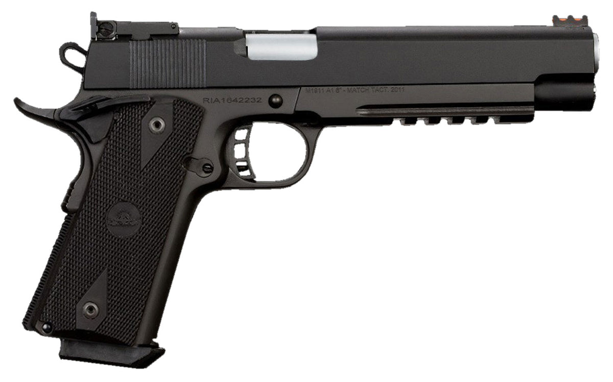 Rock Island 52008 Pro Ultra Match 10mm Auto Caliber with 6" Barrel, 8+1 Capacity, Overall Black Parkerized Finish Steel, Picatinny Rail/Beavertail Frame, Serrated Slide & Black Rubber Grip