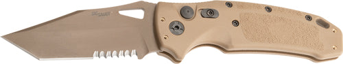 HOGUE K320A M17 3.5" AUTO FLDR TANTO PART SERRATED POLY TAN