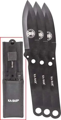 KA-BAR THROWING KNIFE SET 3 PACK 9.75 OAL 4 IN BLADE POLYESTER STORAGE POUCH