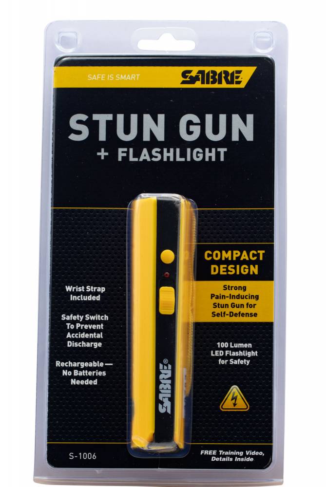 Sabre S1006YW Concealable Stun Gun 800,000 Volts/100-Lumens Plastic Yellow