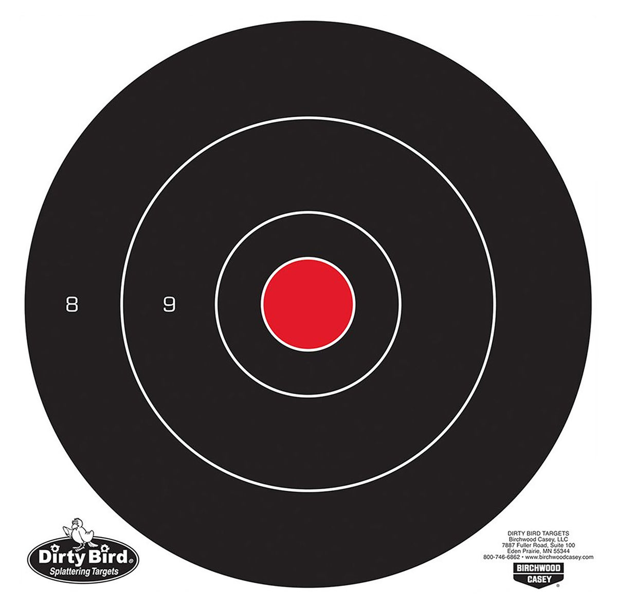 Birchwood Casey 35012 Dirty Bird 12" Bullseye Tagboard Hanging Black/White 12 PK