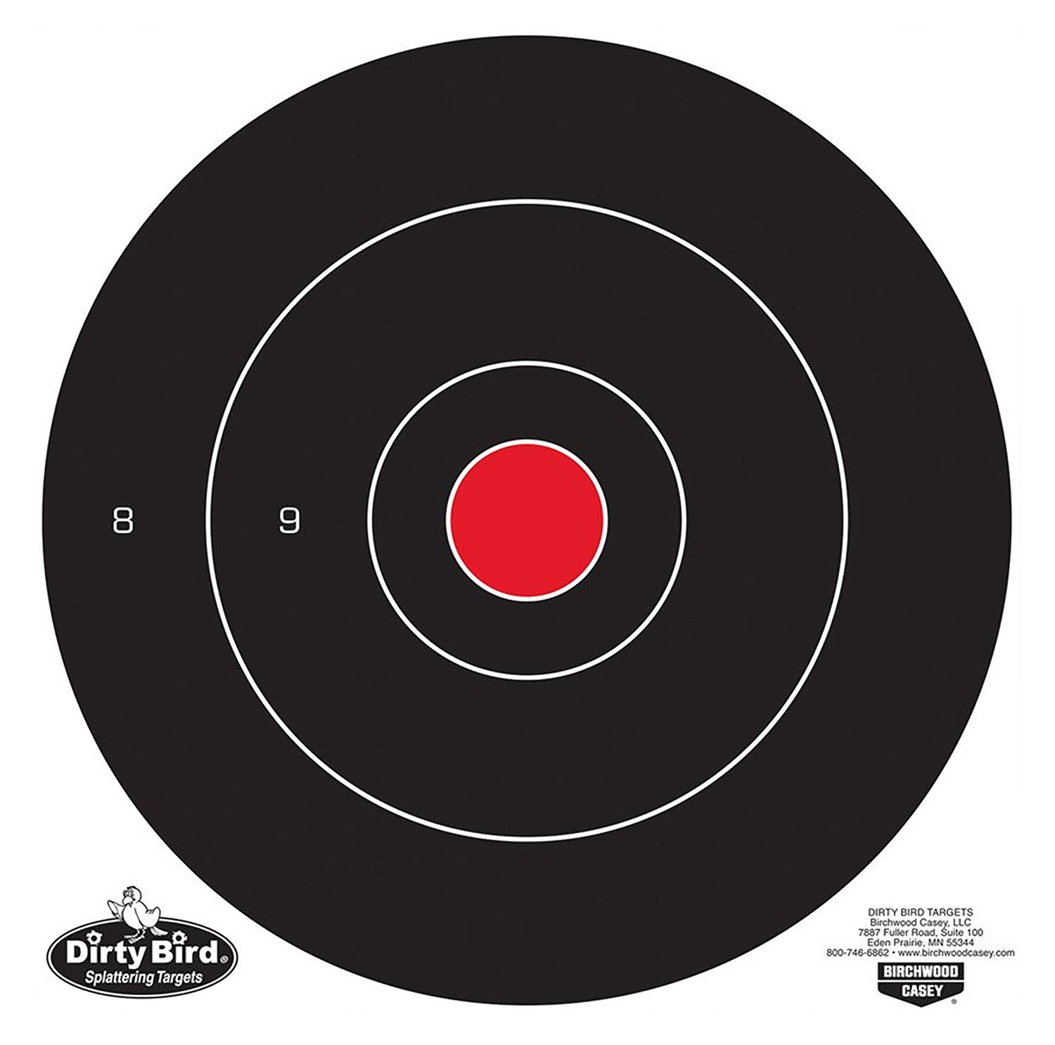 Birchwood Casey 35012 Dirty Bird 12" Bullseye Tagboard Hanging Black/White 12 PK