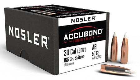 Nosler 55602 AccuBond 30Cal 165gr Spitzer Point 50/Box