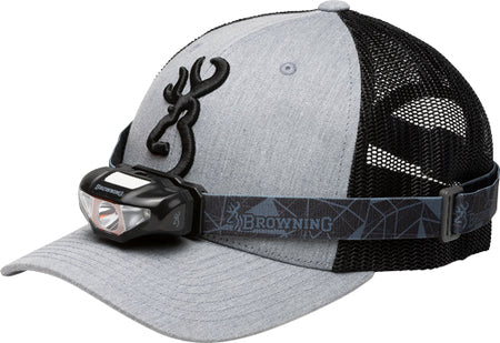 BROWNING CAP/HEADLAMP COMBO GRAY/BLK W/100 LUMEN LIGHT!