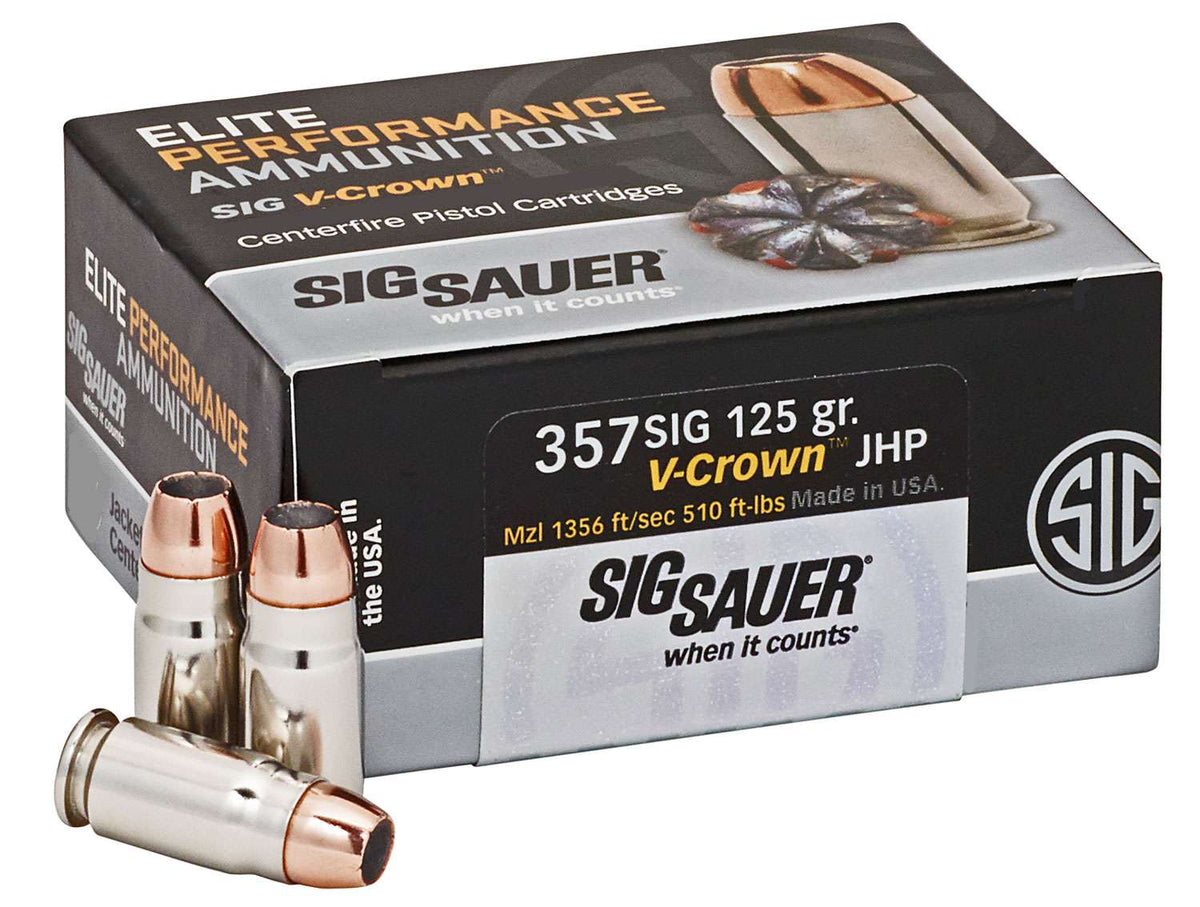 Sig Sauer .357 Sig Elite Defense V-Crown Home Defense 125gr JHP Ammo