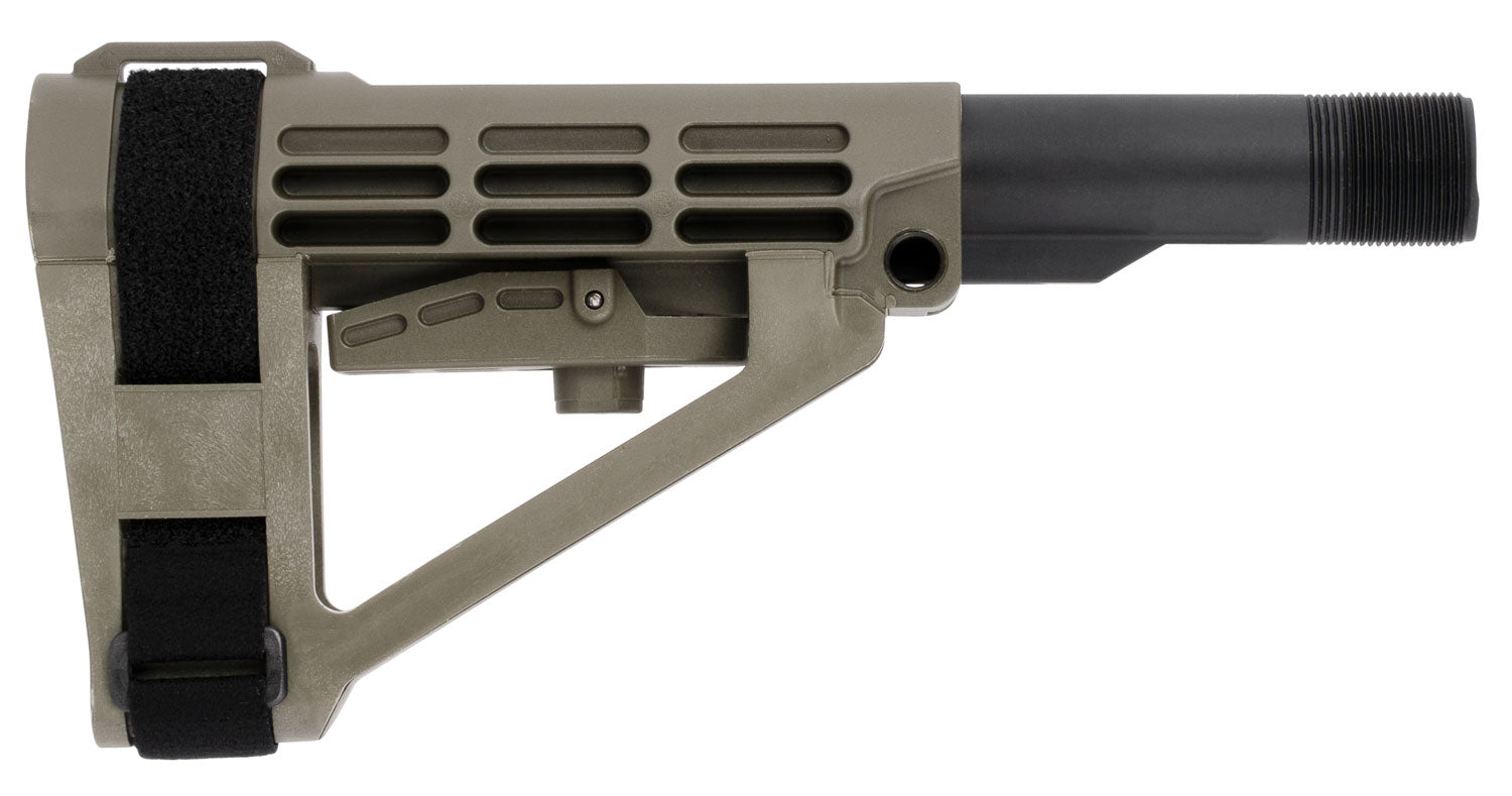 SB TACTICAL SBA4 OD GREEN 5-POSITION ADJUSTABLE W/ 6 POS MILSPEC CARBINE EXT