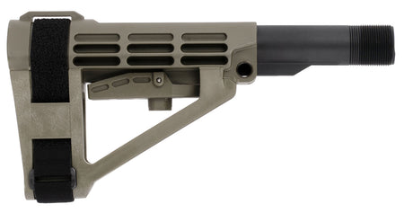 SB TACTICAL SBA4 OD GREEN 5-POSITION ADJUSTABLE W/ 6 POS MILSPEC CARBINE EXT