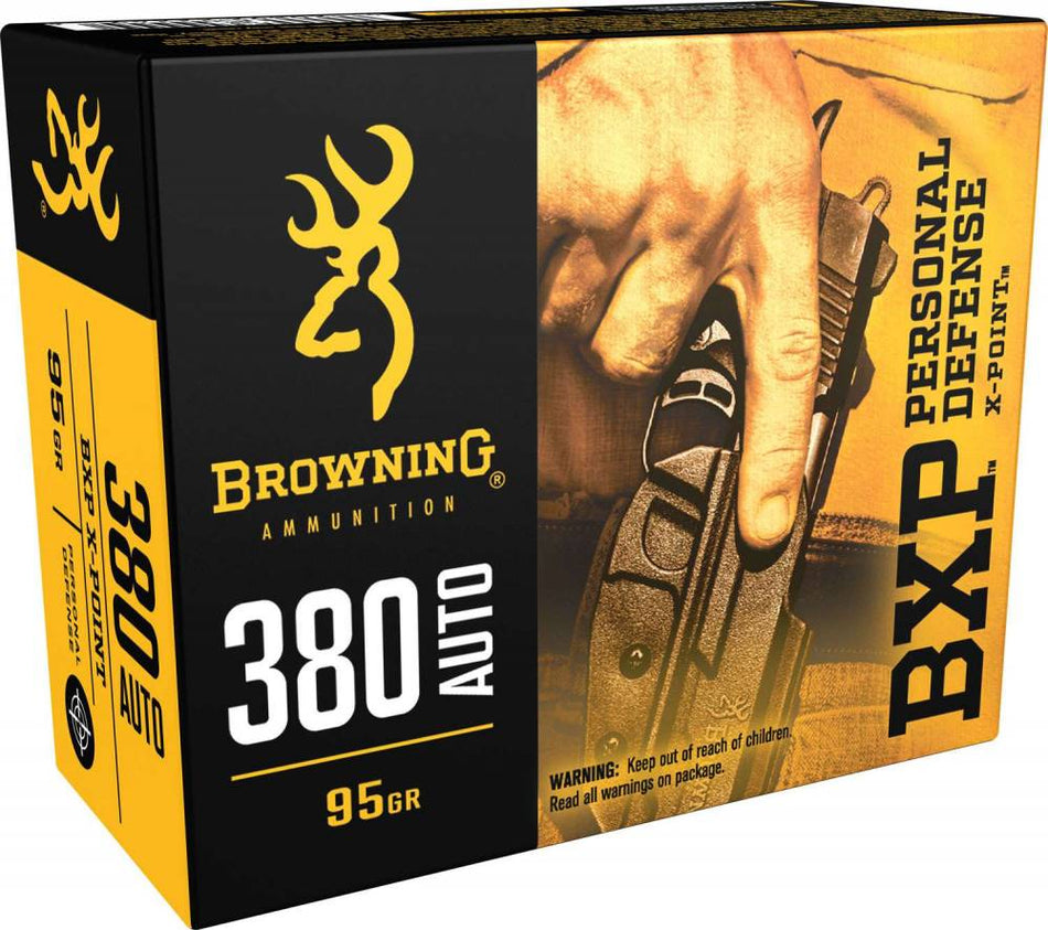 Browning .380 ACP/Auto BXP Personal Defense Home Defense 95gr JHP Ammo