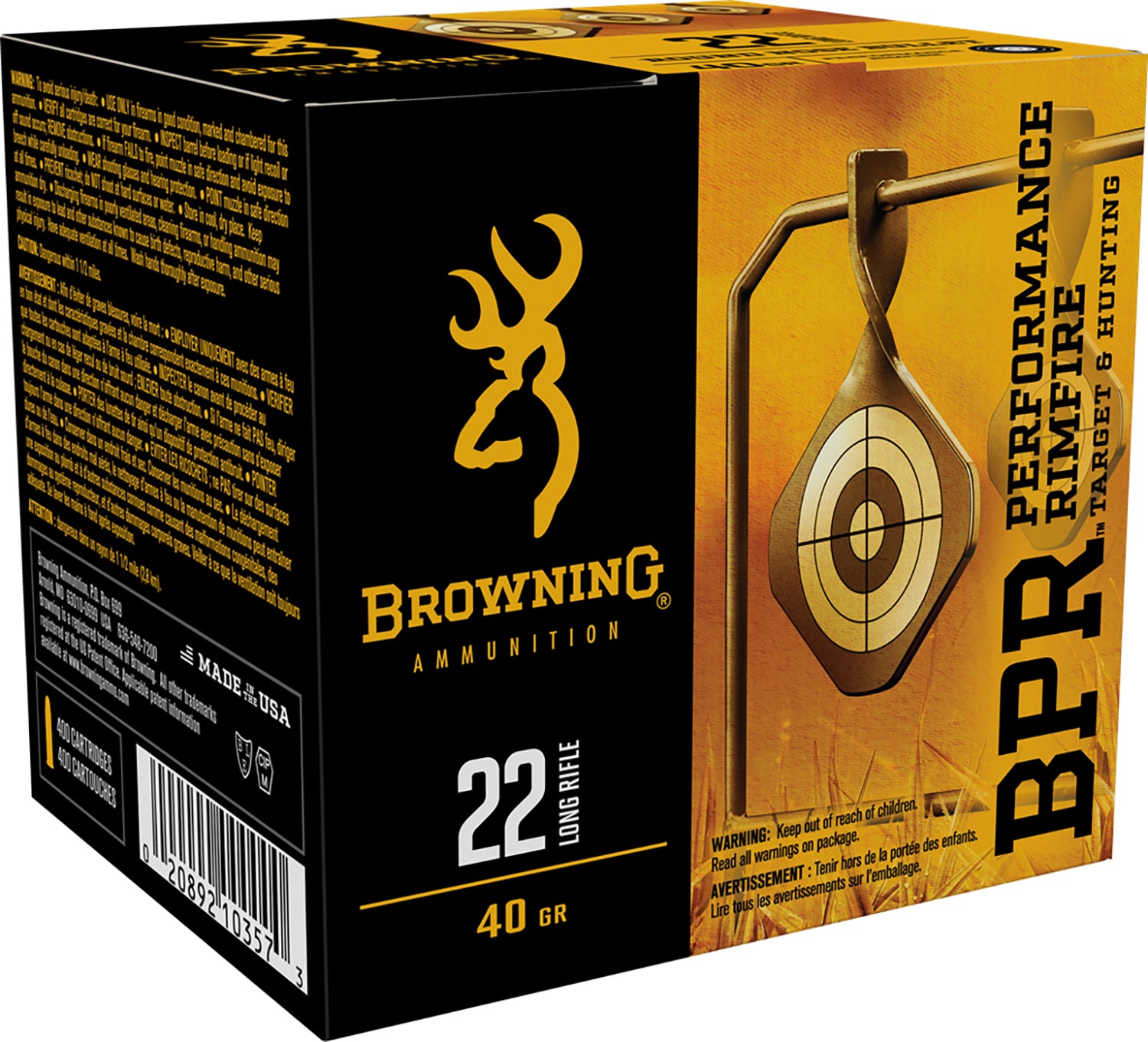 Browning B194122400 BPR Performance Rimfire Lead Round Nose 40 Grain .22 Long Rifle 1255 fps