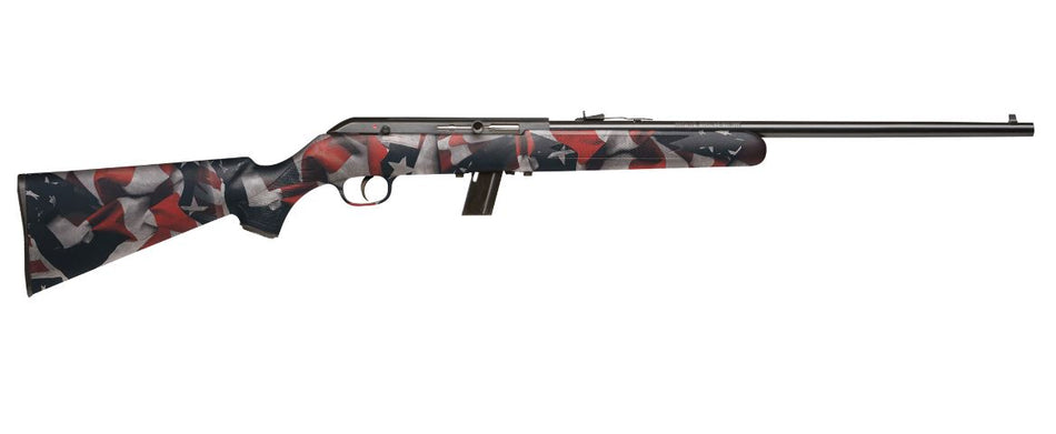Savage Arms 40222 64 F Full Size 22 LR 10+1 21" Matte Black Carbon Steel Barrel, Matte Black Grooved Carbon Steel Receiver, American Flag Fixed Synthetic Stock, Right Hand