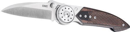 CRKT WALKER 2.93" PLAIN EDGE FOLDER SS/WOOD BLADE BTN LOCK