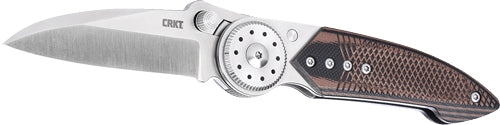 CRKT WALKER 2.93" PLAIN EDGE FOLDER SS/WOOD BLADE BTN LOCK