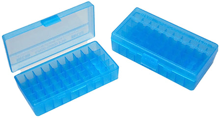 MTM Case-Gard P509M24 Ammo Box Flip-Top Multi Caliber Handgun Clear Blue Polypropylene 50rd