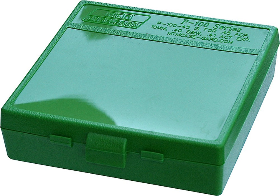 MTM Case-Gard P100910 Ammo Box Flip-Top Multi Caliber Green Polypropylene 100rd
