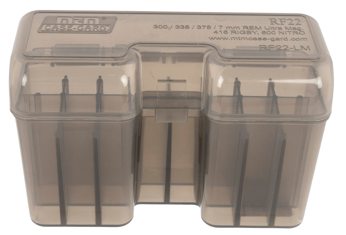 MTM Case-Gard RF22SM41 Ammo Box Flip-Top Multi Caliber Rifle Clear Smoke Polypropylene 22rd