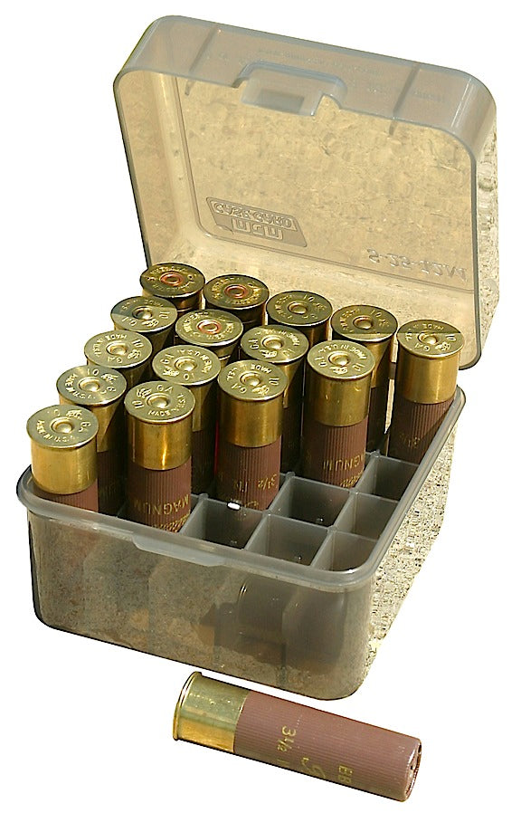 MTM Case-Gard S2512M41 Shotshell Box Flip-Top Multi Gauge Shotgun Clear Smoke Polypropylene 25rd
