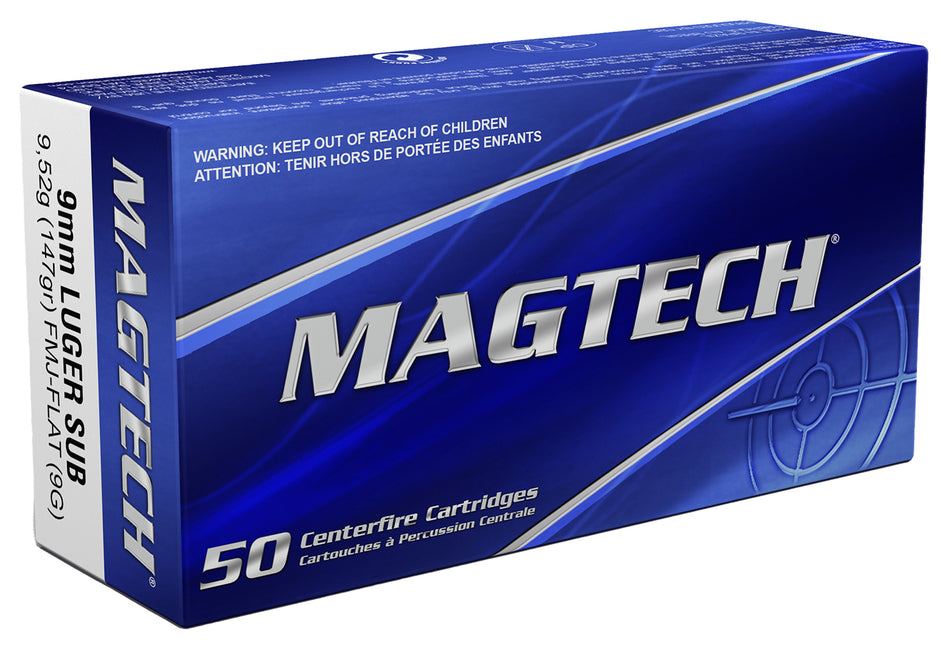 Magtech 9mm Luger 147gr FMJ Flat Subsonic Ammo
