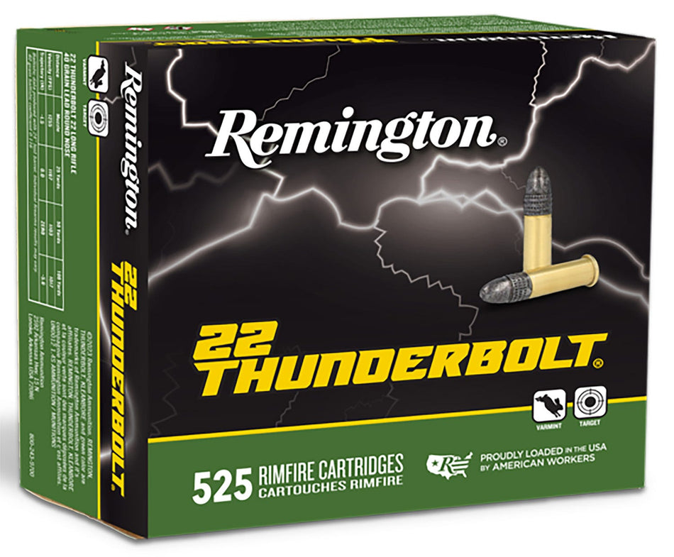 Remington R21271 Thunderbolt Bulk LEAD SOLID 40 Grain .22 Long Rifle 1255 FPS.