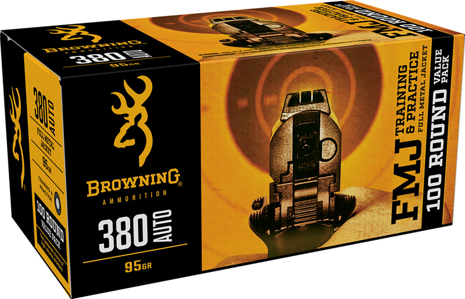 Browning .380 ACP/Auto Training & Practice Value Pack 95gr FMJ Ammo