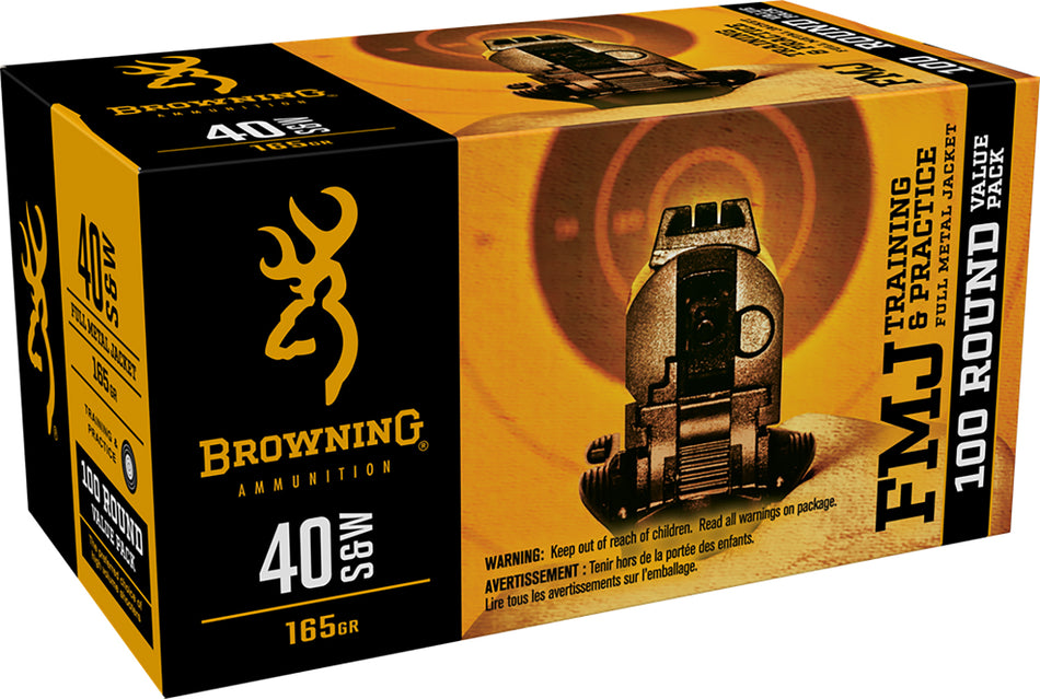 Browning B191800404 Value Pack Full Metal Jacket 165 Grain .40 S&W 1020 fps