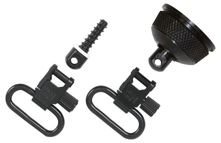 Uncle Mike's 18002 Mag Cap Swivel Set made of Steel with Blued Finish, 1" Loop Size & Quick Detach Style for 12 Gauge Remington 870 Express with Wood Stock Includes Two Super Swivels