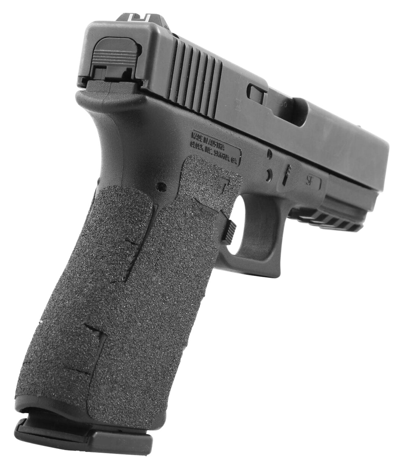 Talon Grips 380G Adhesive Grip Compatible w/Glock 17/19x/22/24/31/34/35/37/45/47 Gen5 w/Medium Backstrap, Black Textured Granulate