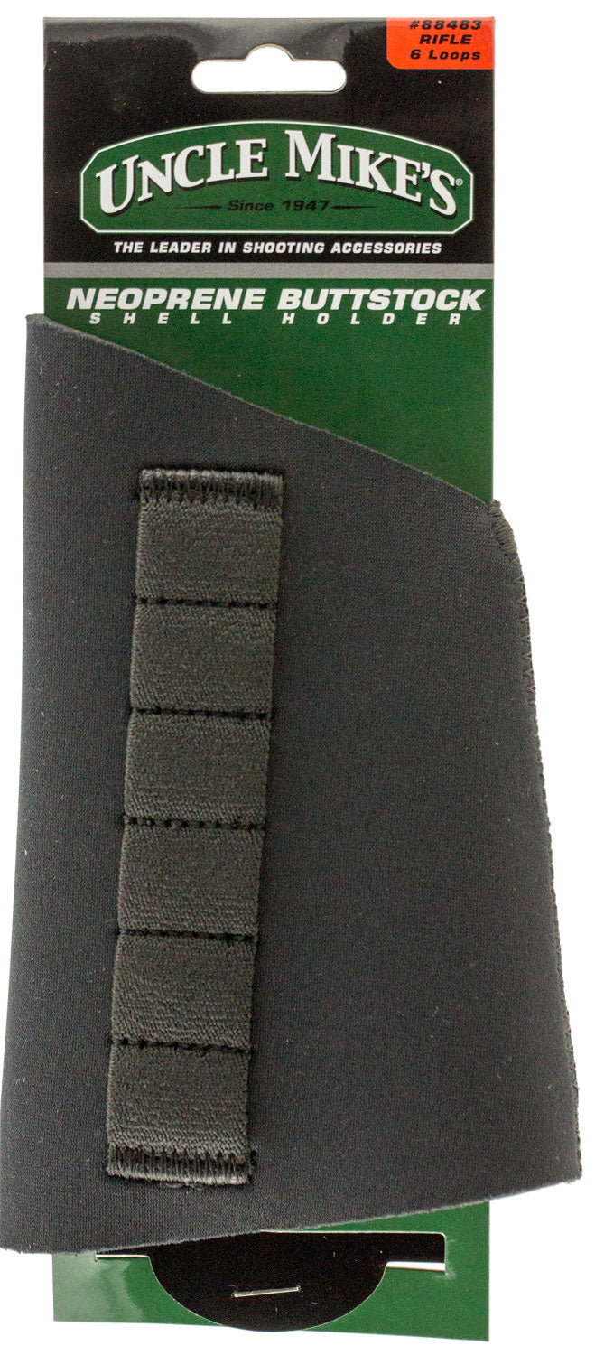 Uncle Mike's 88483 Buttstock Shell Holder Black Neoprene 6rd Rifle