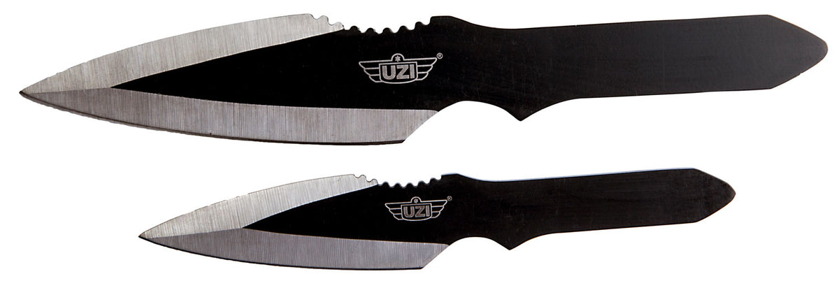 Uzi Accessories UZKTRW002 Throwing Knives Fixed Spear Point Plain Black Stainless Steel Blade Black Stainless Steel Handle Includes