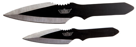 Uzi Accessories UZKTRW002 Throwing Knives Fixed Spear Point Plain Black Stainless Steel Blade Black Stainless Steel Handle Includes