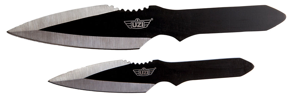 Uzi Accessories UZKTRW002 Throwing Knives Fixed Spear Point Plain Black Stainless Steel Blade Black Stainless Steel Handle Includes
