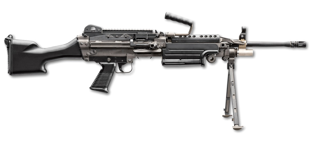 FN 46100169 M249S 5.56x45mm NATO 18.50" Barrel 30+1 Mag Or 200rd Belt Capacity, Black Fixed Hydraulic Buffer Stock, Non-Slip Buttplate, Optics Ready