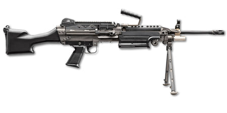 FN 46100169 M249S 5.56x45mm NATO 18.50" Barrel 30+1 Mag Or 200rd Belt Capacity, Black Fixed Hydraulic Buffer Stock, Non-Slip Buttplate, Optics Ready