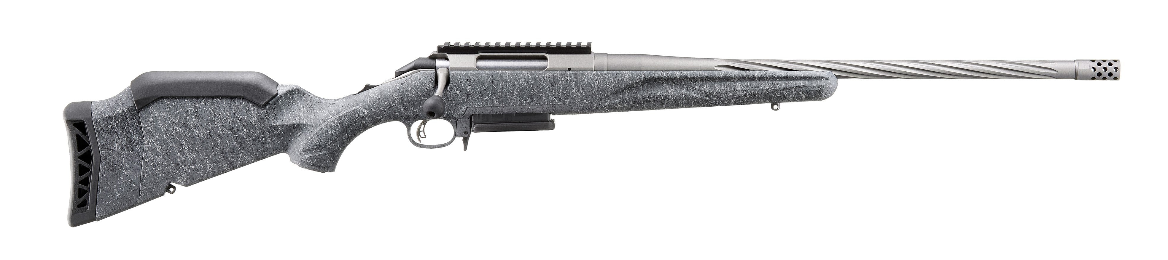 Ruger 46915 American II Full Size 300 Win Mag 3+1 20" Cobalt Cerakote Spiral Fluted Threaded Barrel & Alloy Steel Receiver w/Picatinny Rail, Gray Splatter Adj LOP Synthetic Stock