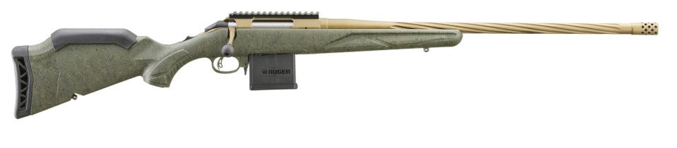 Ruger 46939 American II Predator Full Size 223 Rem 10+1 22" Burnt Bronze Cerakote Spiral Fluted Threaded Barrel & Alloy Steel Receiver w/Picatinny Rail, Green Splatter Adj LOP Synthetic Stock