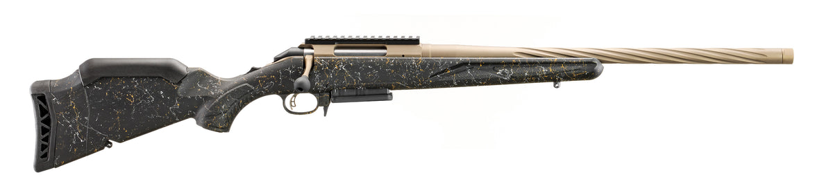 Ruger 46973 American II Prairie Full Size 6.5 Creedmoor 3+1 20" Smoked Bronze Cerakote Spiral Fluted Threaded Barrel & Alloy Steel Receiver w/Picatinny Rail, Black Splatter Adj LOP Synthetic Stock
