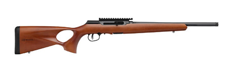 Savage Arms 47247 A Series Timber 22 LR 10+1 18" Black Threaded Barrel, Black Picatinny Rail Steel Receiver, Woodgrain Fixed Thumbhole Stock